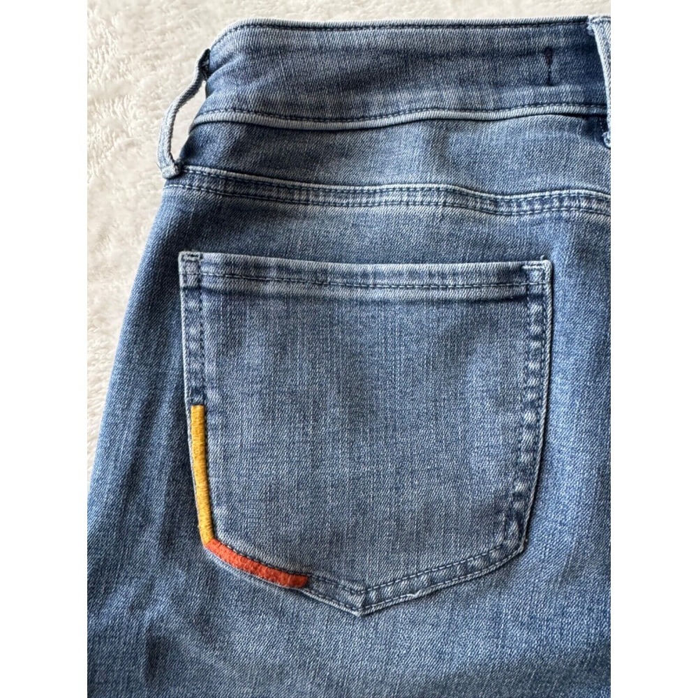 NYDJ Jeans Marilyn Straight Clean Horizon SZ 6 Ankle Raw Hem Multi Color Pockets - Picture 6 of 16
